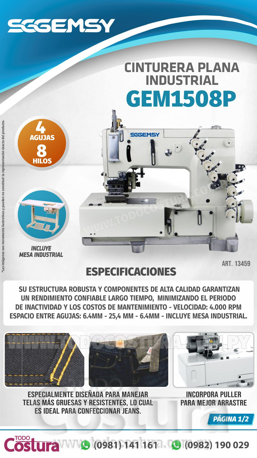 CINTURERA PLANA INDUSTRIAL GEMSY GEM1508P