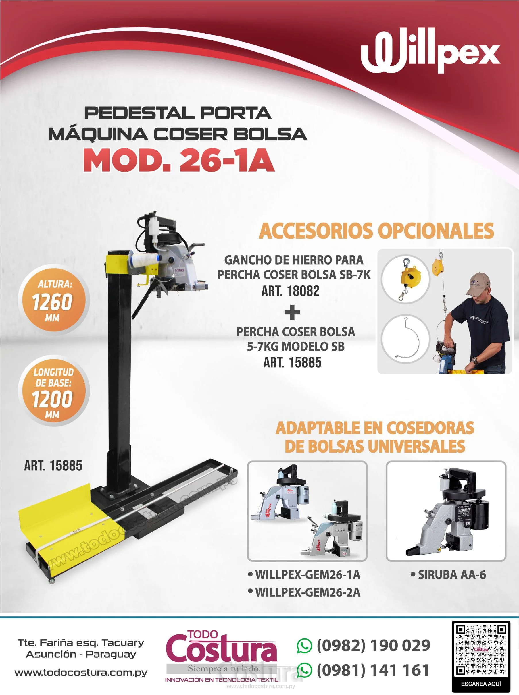 ESTANTE PEDESTAL PORTA MAQUINA COSEDORA DE BOLSA MOD. NP-7A/GK26-1A