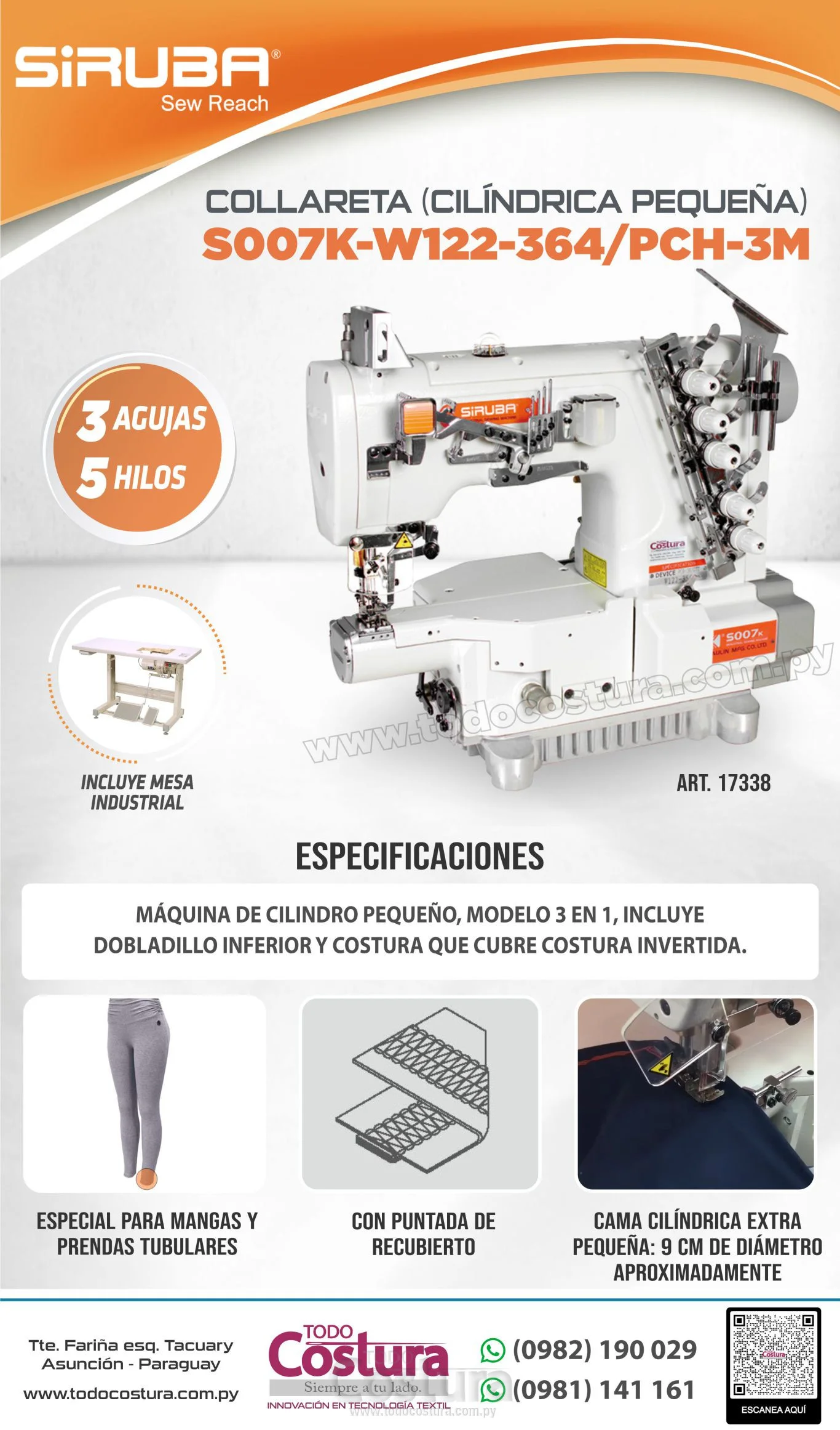COLLARETA (MECANICA - CILINDRICA PEQUEÑA) SIRUBA S007K-W122-364/PCH-3M