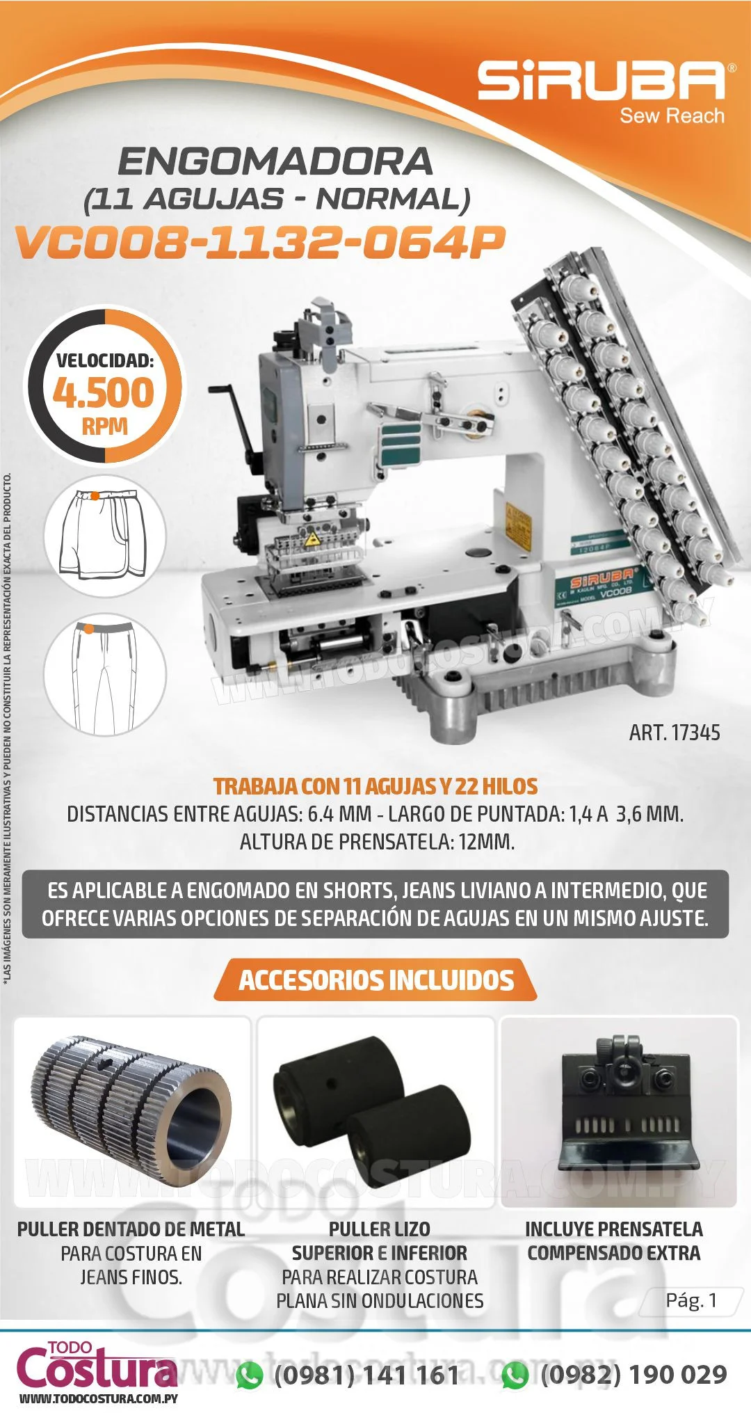 ENGOMADORA (11 AGUJAS - NORMAL) SIRUBA VC008-1132-064P