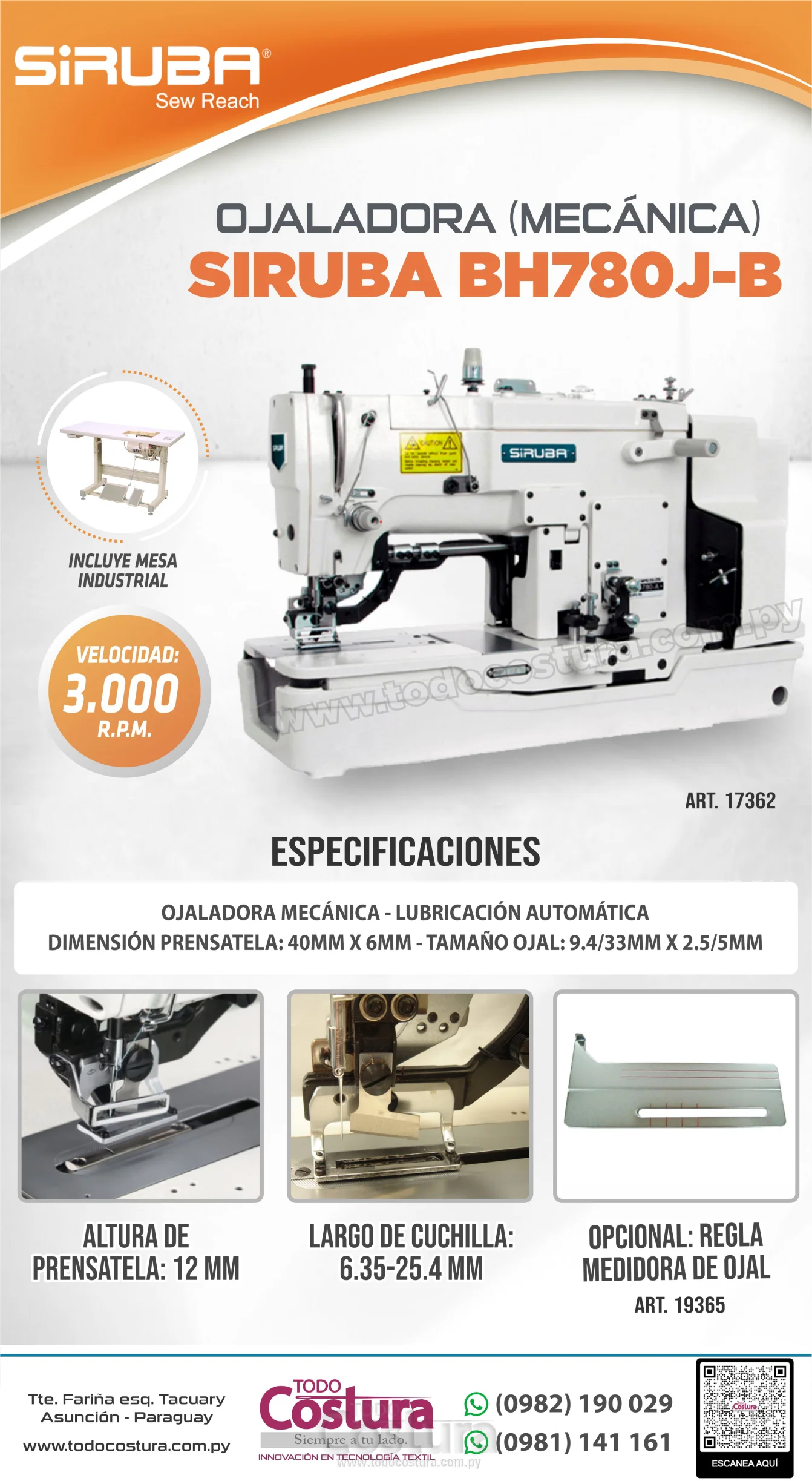 OJALADORA (MECANICA) SIRUBA BH780J-B