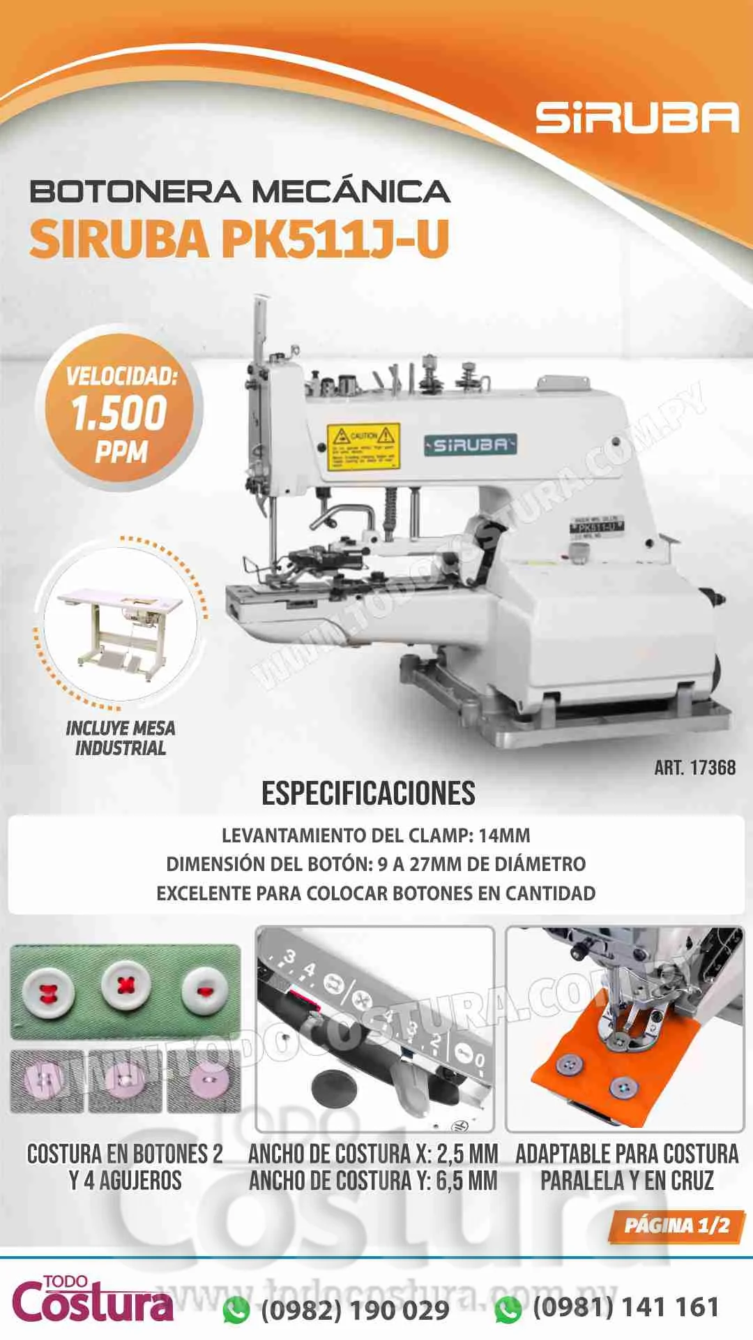 BOTONERA (MECANICA) SIRUBA PK511J-U