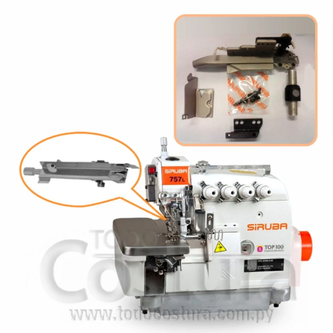 KIT CORTA HILO (CT-K - 5 HILOS) OVERLOCK SIRUBA 757K / JACK E4S-5