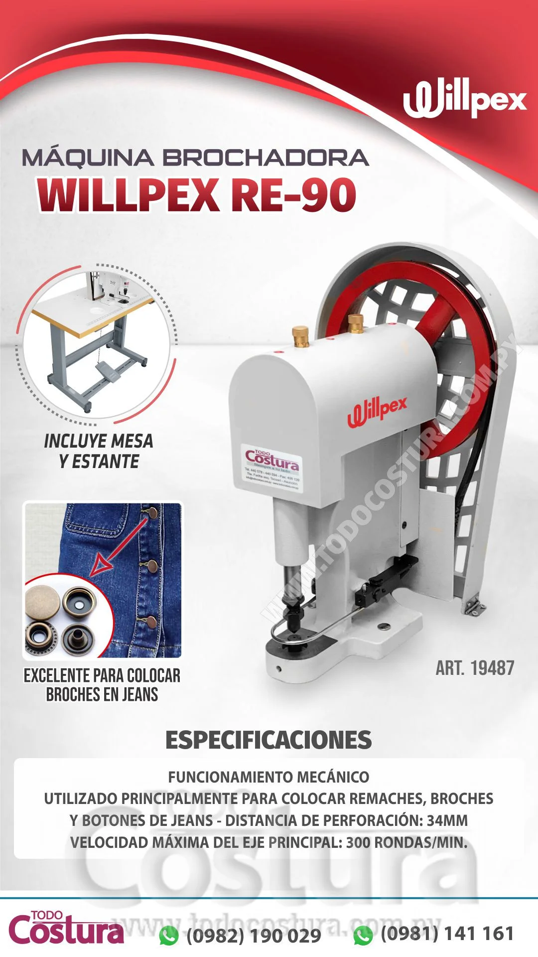 MAQUINA BROCHADORA (MECANICA) WILLPEX RE-90