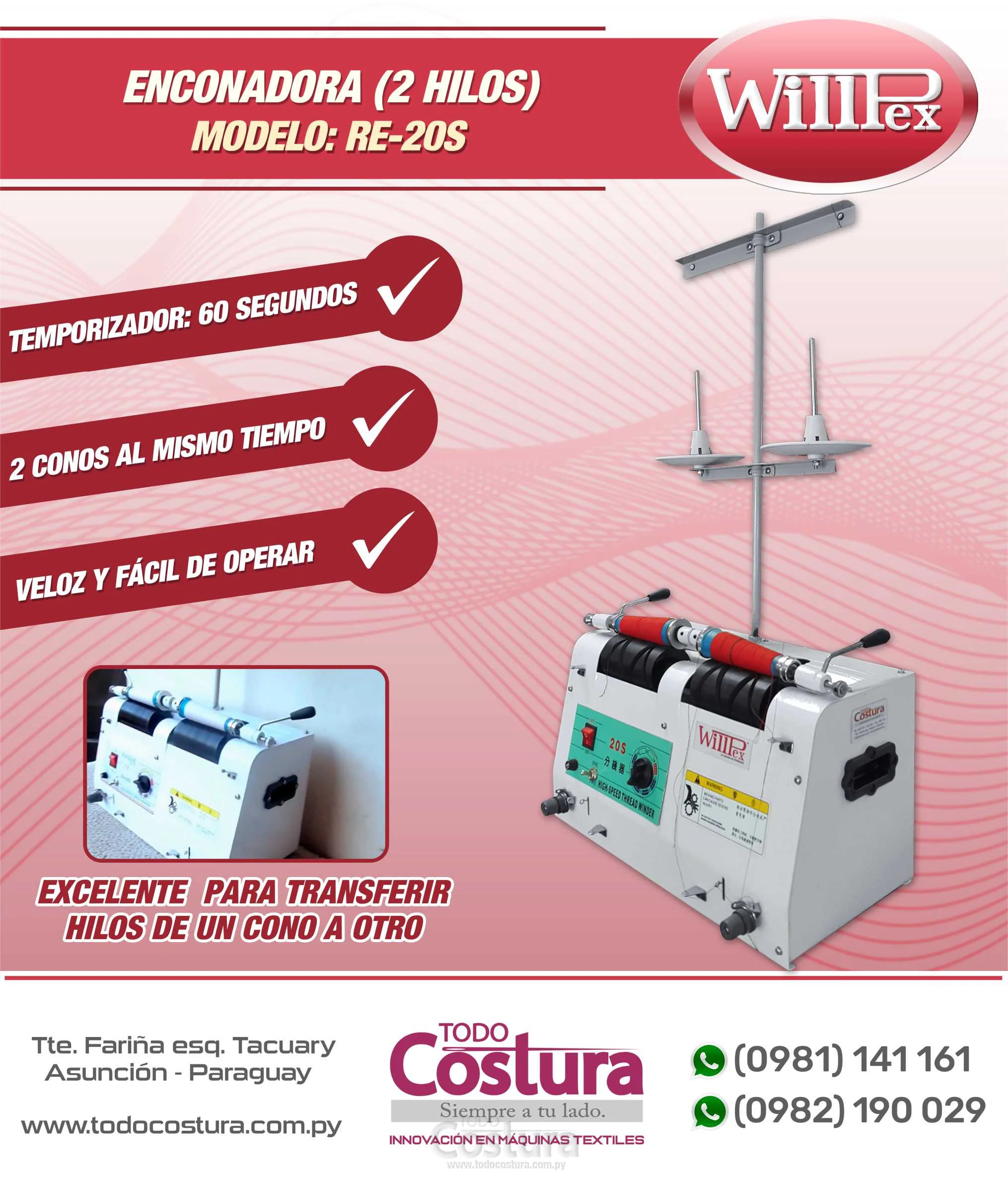 ENCONADORA (2 HILOS) WILLPEX RE-20S