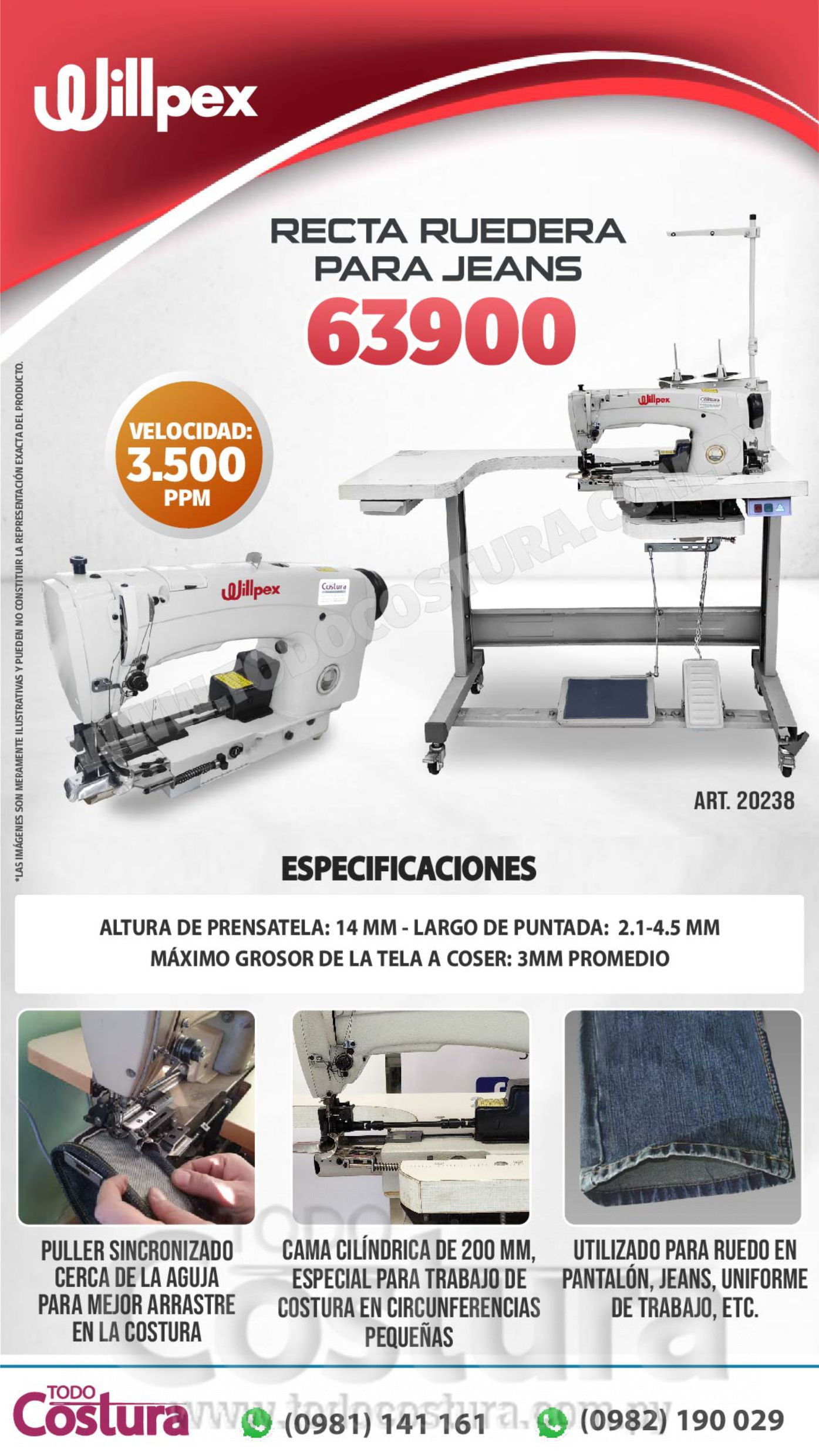 RECTA RUEDERA PARA JEANS WILLPEX 63900