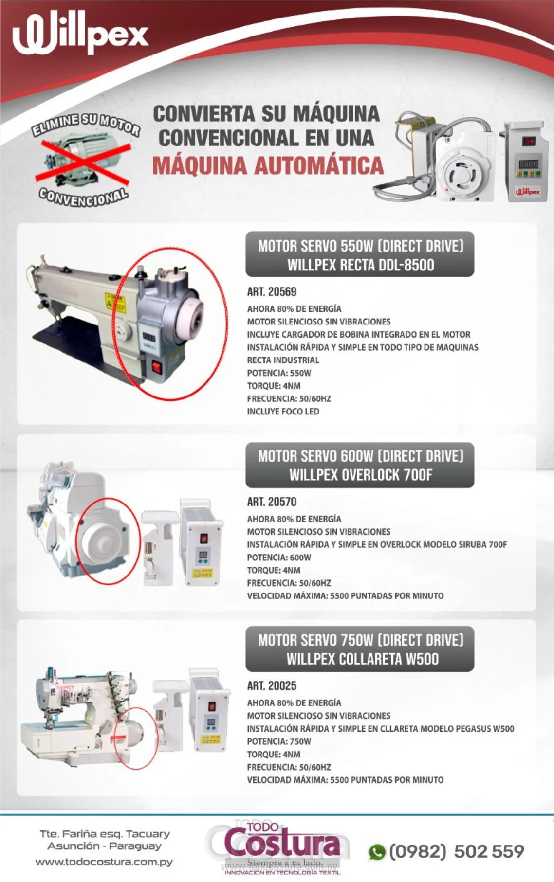 MOTOR SERVO 750W (DIRECT DRIVE) WILLPEX RECTA DDL-8500