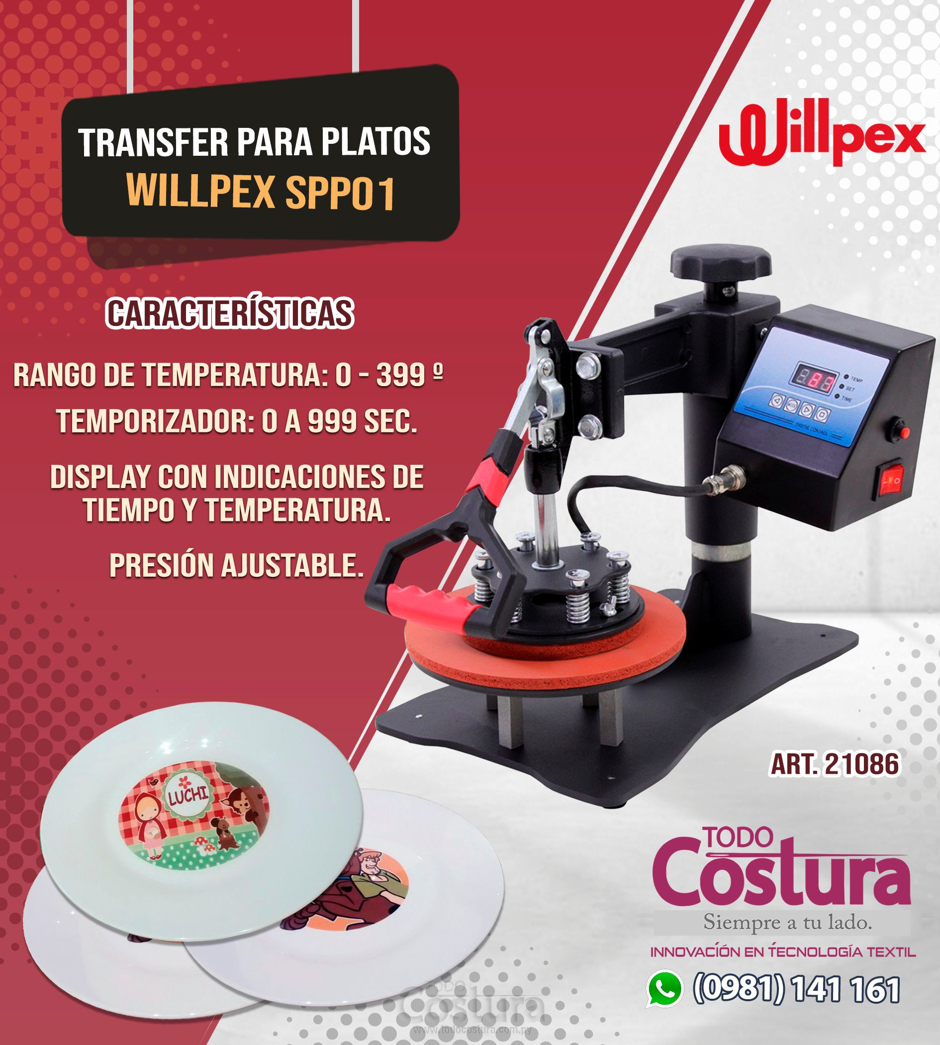 TRANSFER PARA PLATOS WILLPEX SPP01