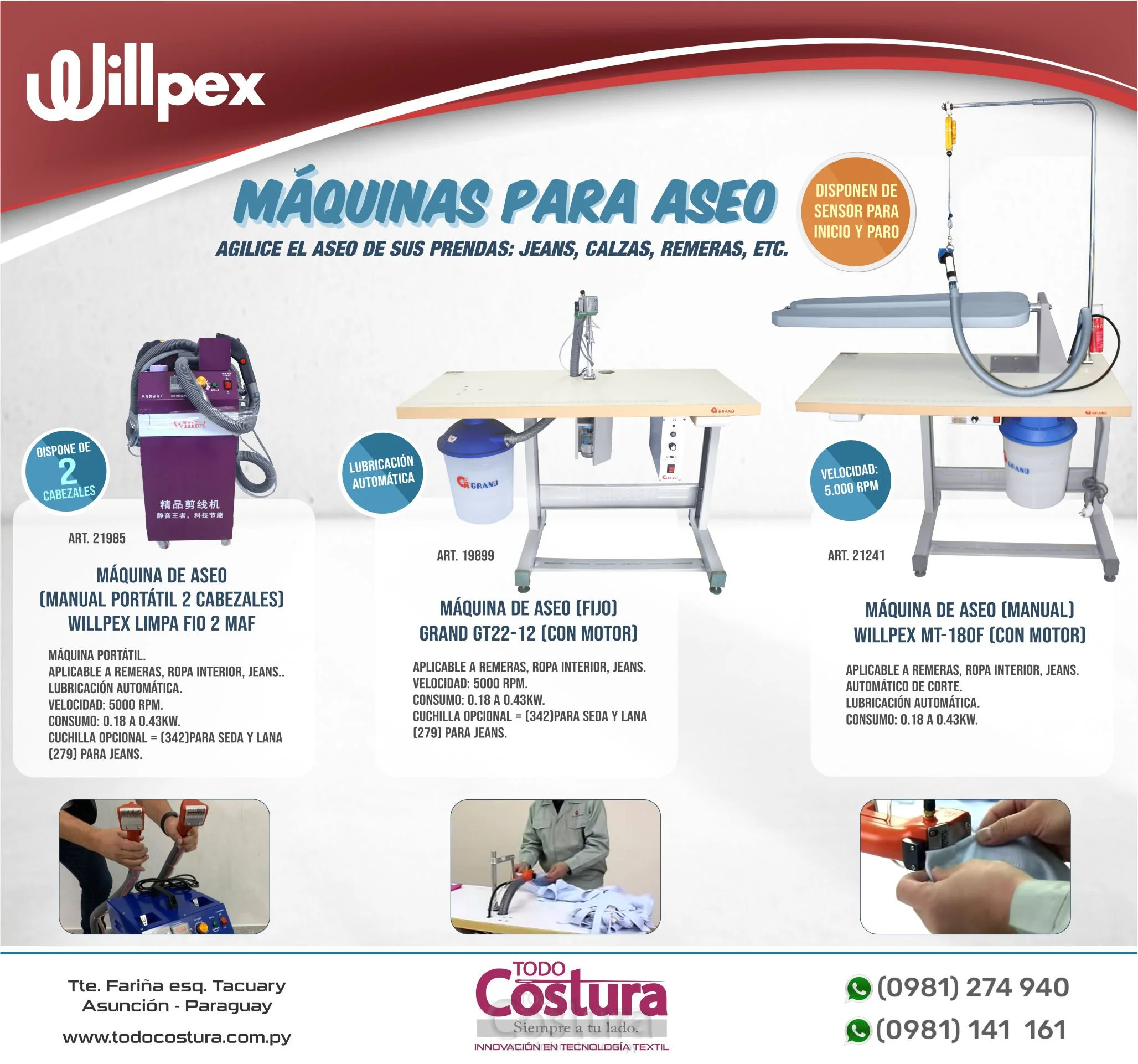 MAQUINA DE ASEO (MANUAL) WILLPEX MT-180F (CON MOTOR)