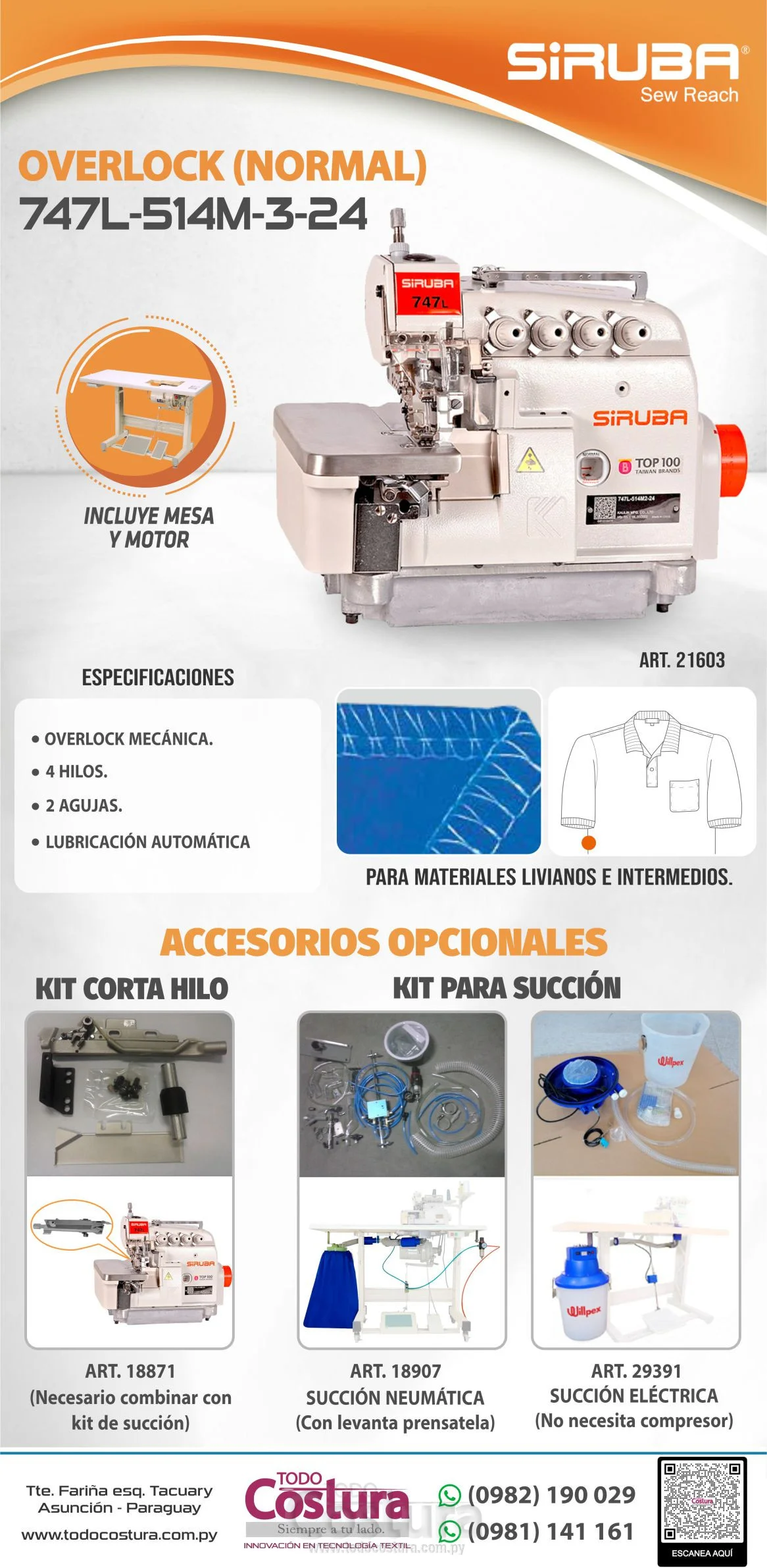 OVERLOCK (MECANICA - NORMAL) SIRUBA 747L-514M-3-24