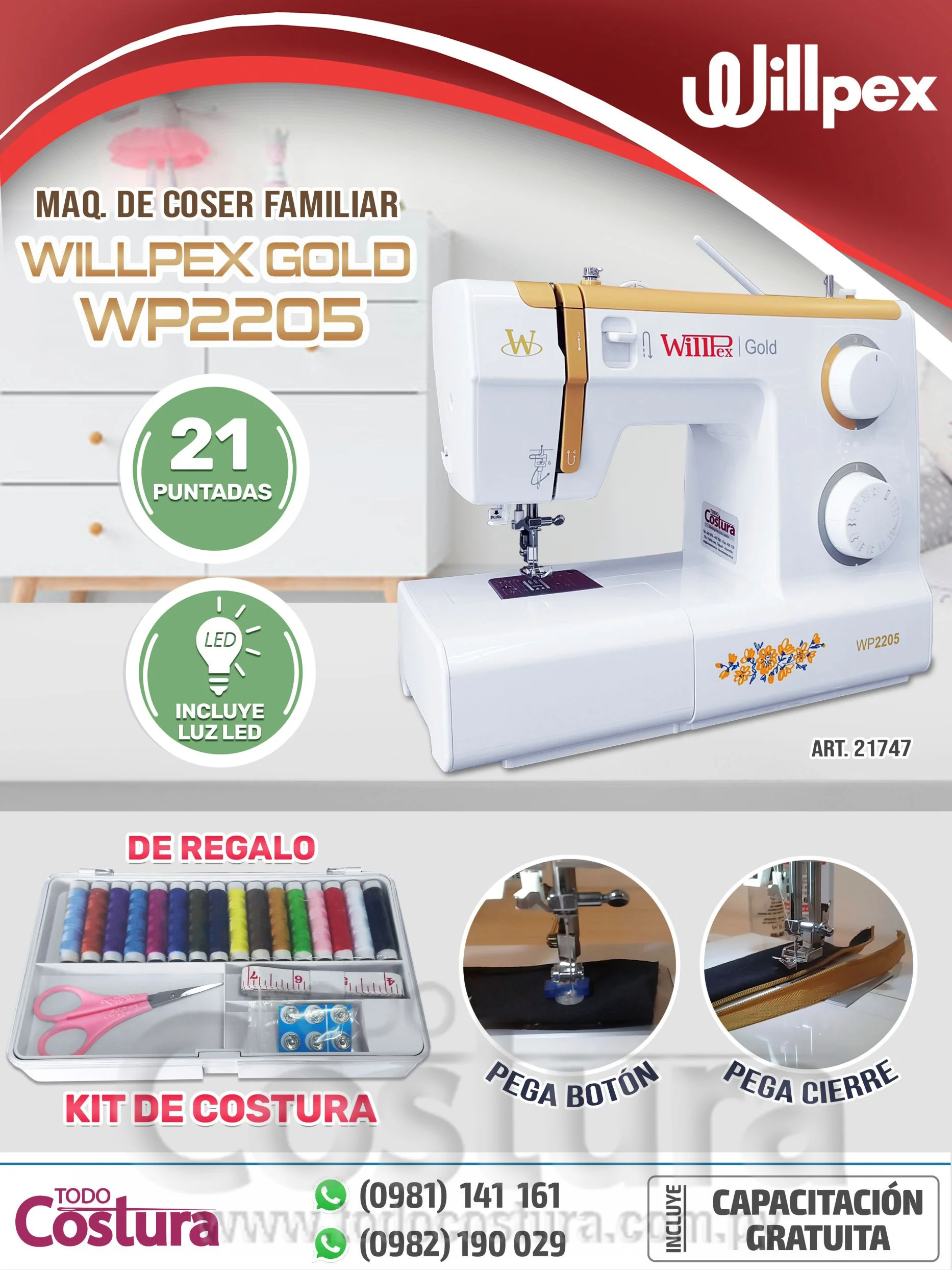 MAQ. DE COSER FAMILIAR WILLPEX GOLD WP2205