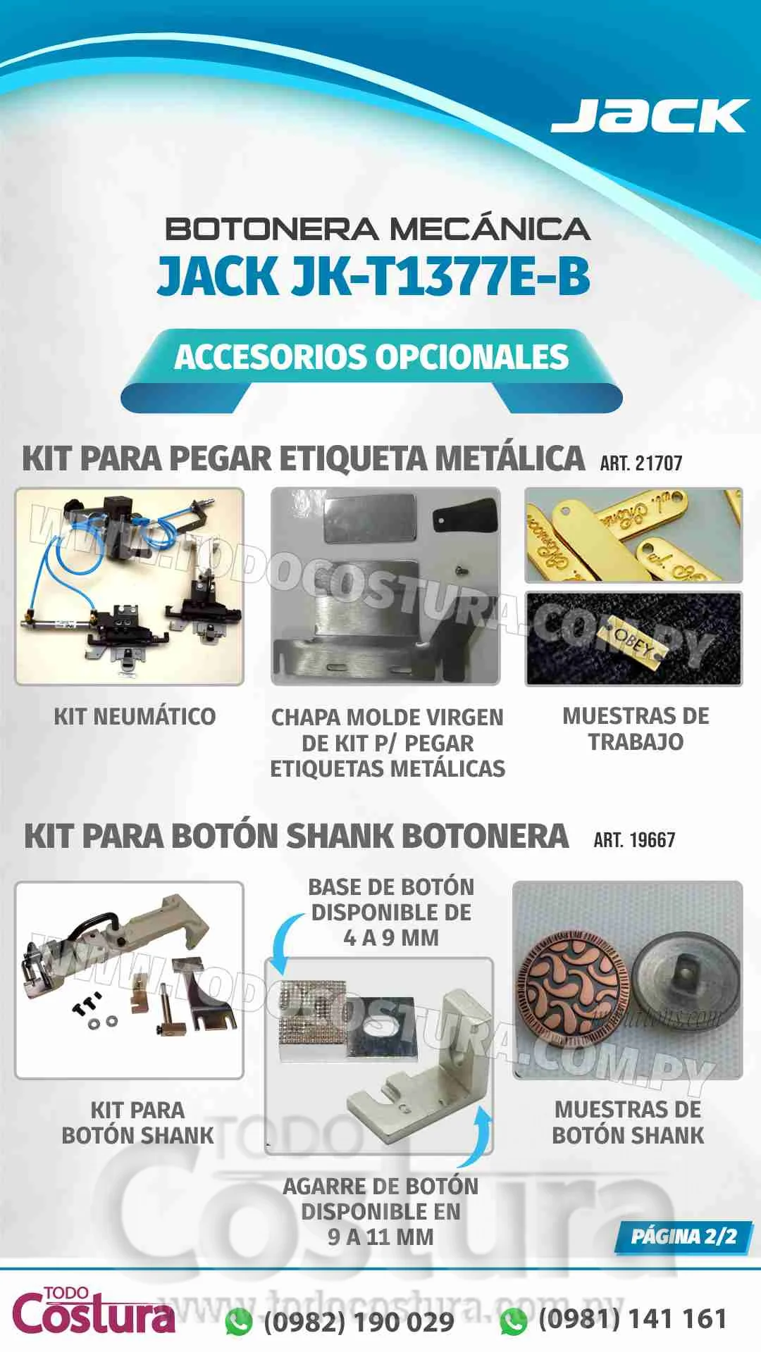 BOTONERA (MECANICA) JACK JK-T1377E-B (MOTOR INCORPORADO)