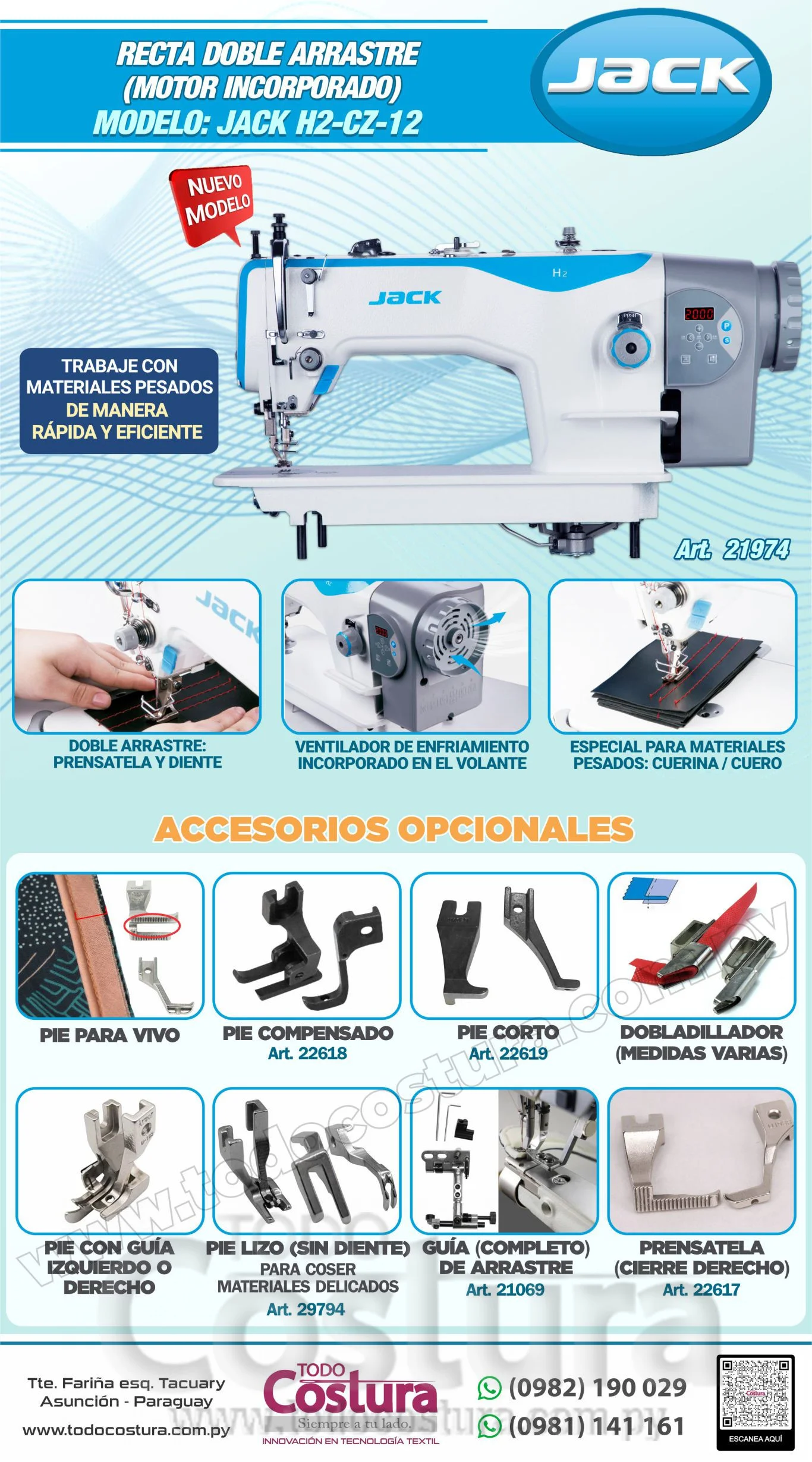 RECTA DOBLE ARRASTRE JACK H2-CZ-12 (MOTOR INCORPORADO)