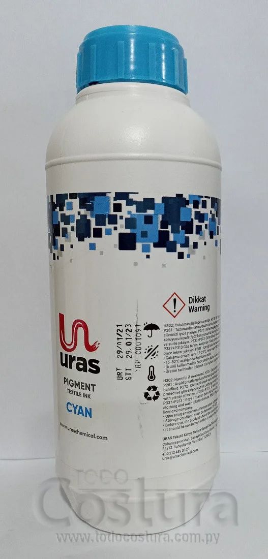 TINTA (CYAN - 1 LITRO) PARA IMPRESORA TEXTIL DTG