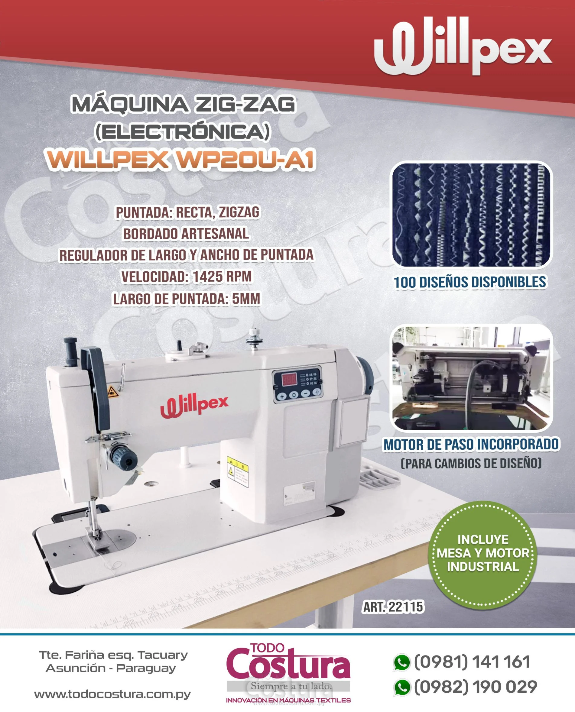 MAQ. ZIG-ZAG (ELECTRONICA) WILLPEX WP20U-A1