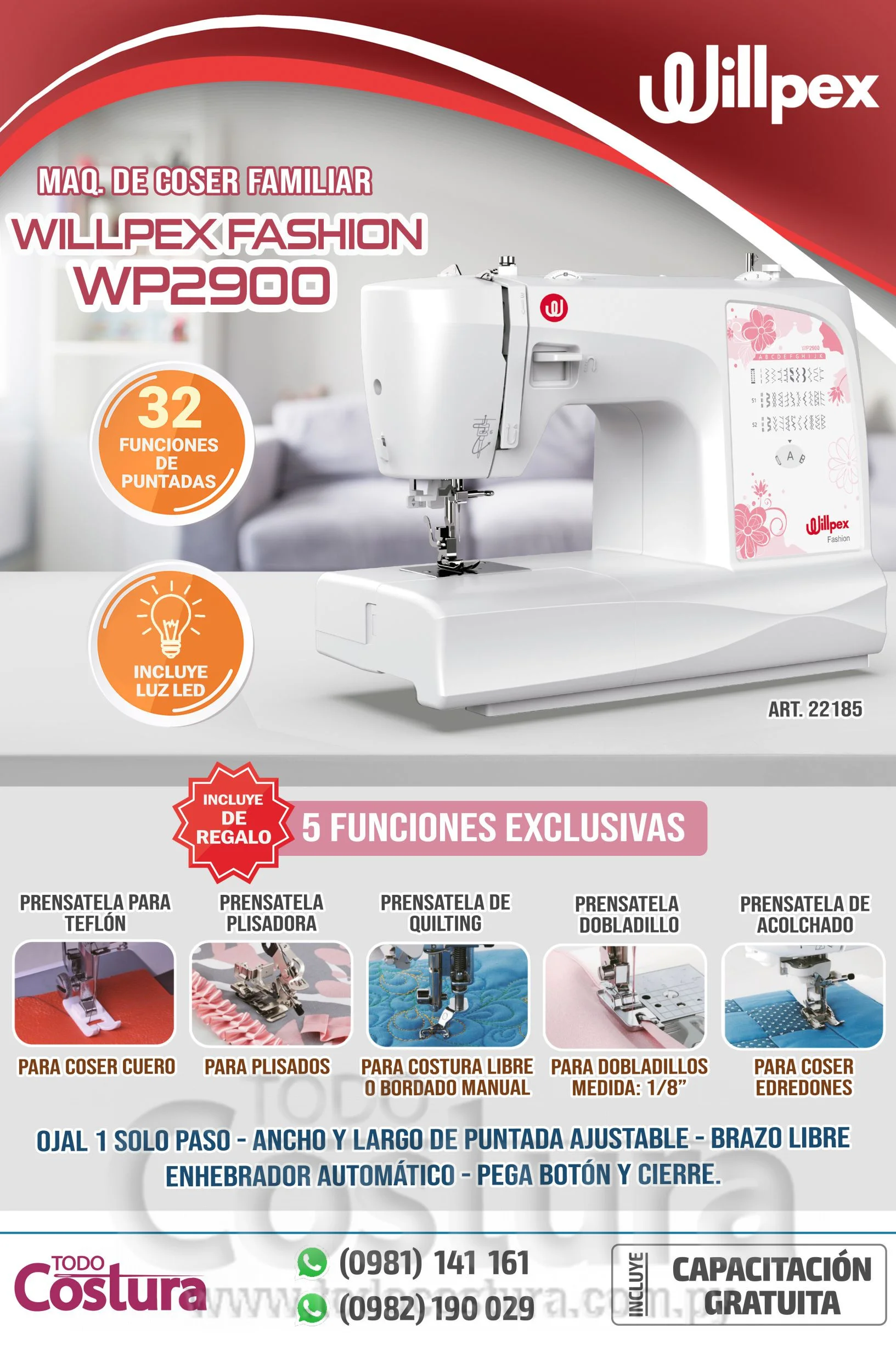 MAQ. DE COSER FAMILIAR WILLPEX FASHION WP2900