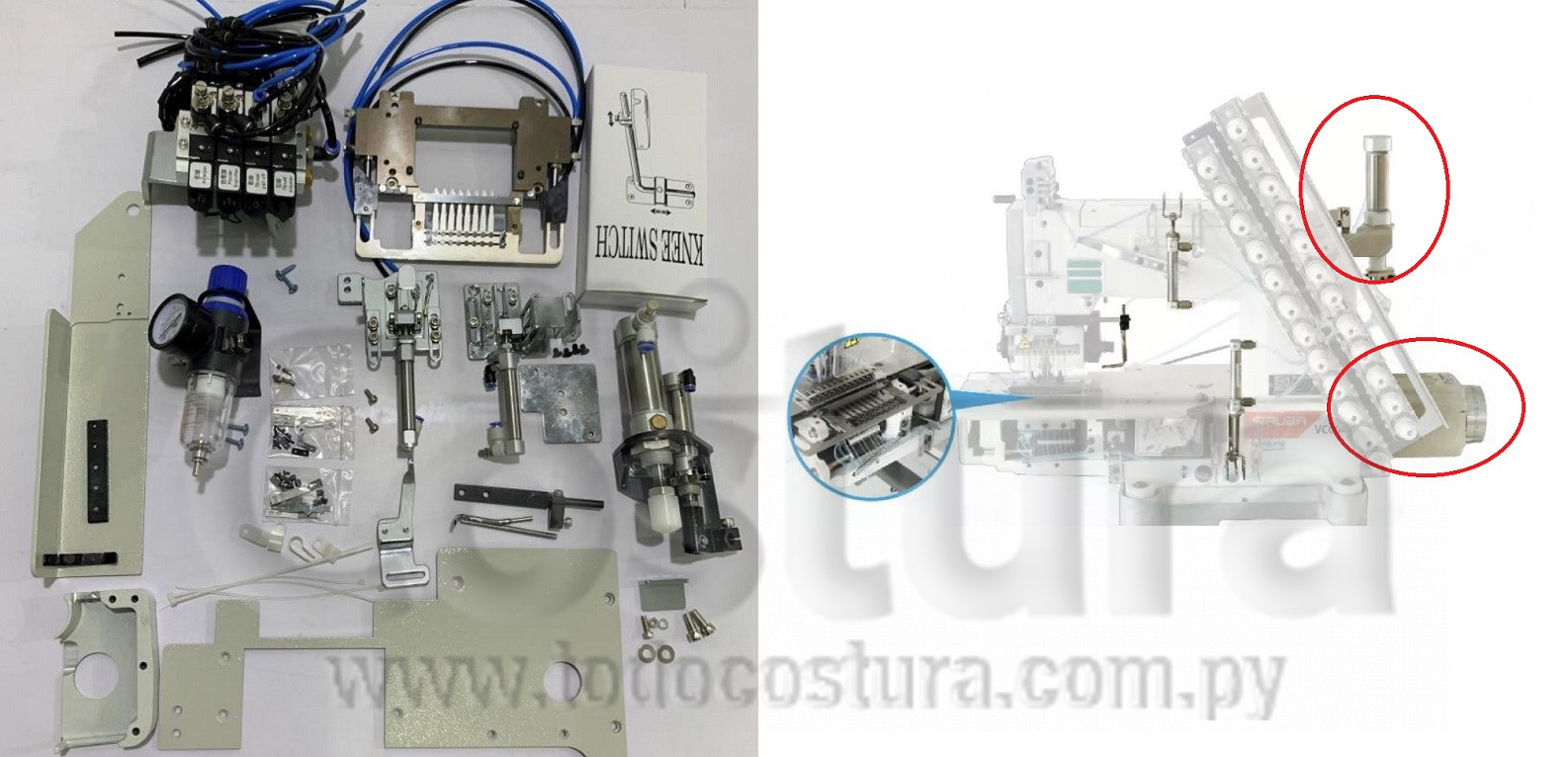 KIT (CORTA HILO - LEVANTA PRENSATELA - MOTOR DIRECT DRIVE) ENGOMADORA SIRUBA VC008-12064P