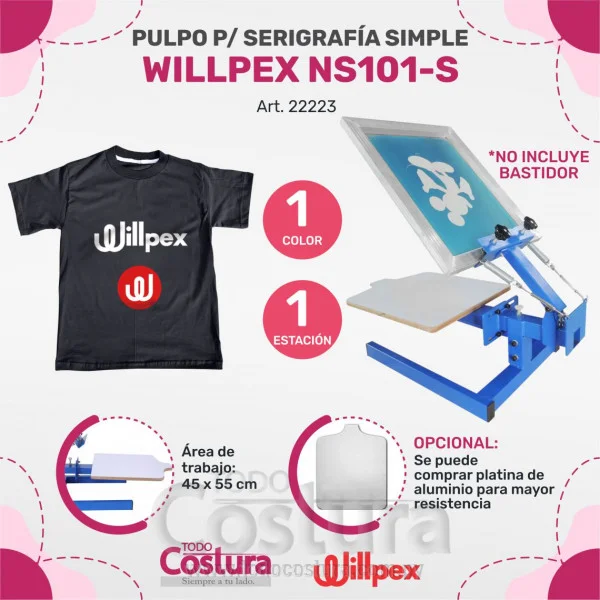 PULPO PARA SERIGRAFIA SIMPLE (1 COLOR - 1 ESTACION - 45 X 55 CM) WILLPEX NS101-S