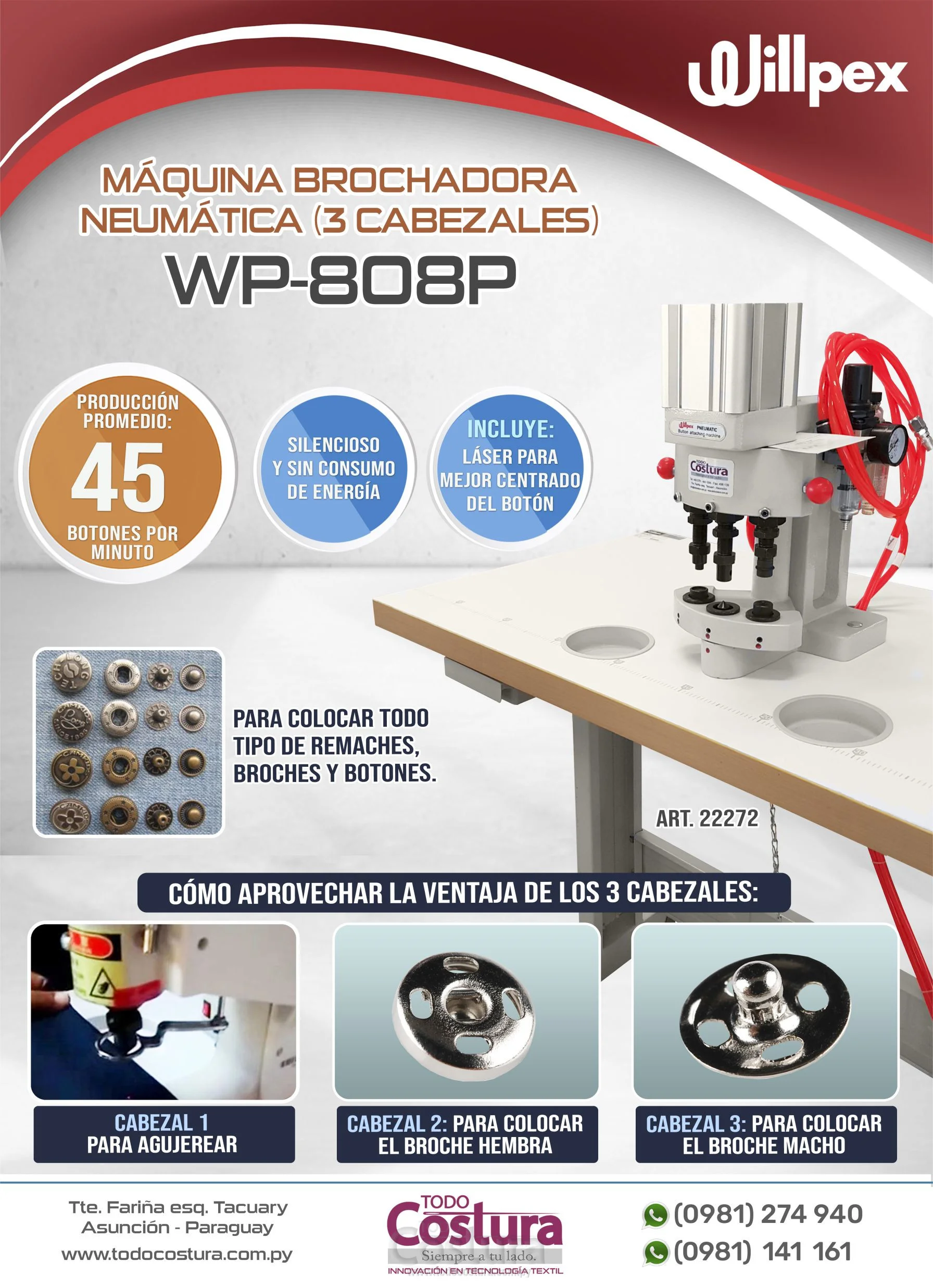 MAQUINA BROCHADORA NEUMATICA (3 CABEZALES) WILLPEX WP-808P