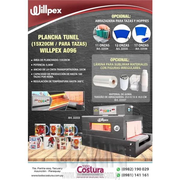 PLANCHA TUNEL (15X20CM - PARA TAZAS) WILLPEX A096