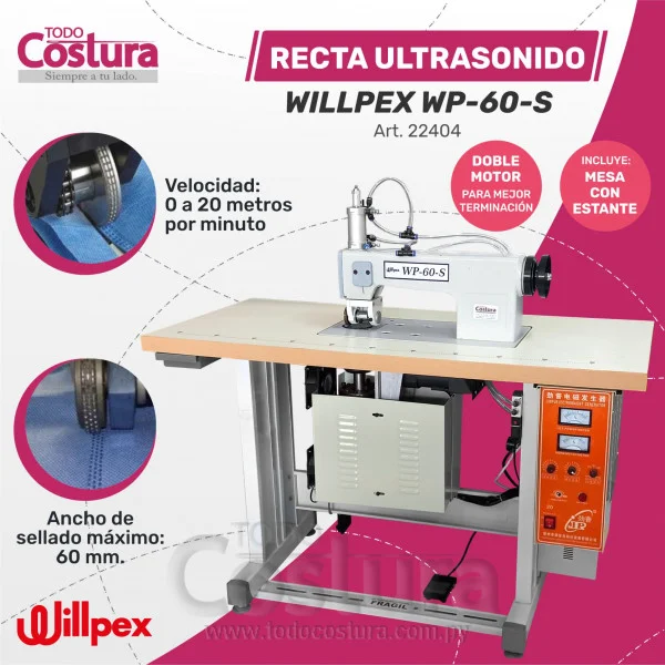 RECTA ULTRASONIDO (DOBLE MOTOR) WILLPEX WP-60-S (CON MESA Y ESTANTE)