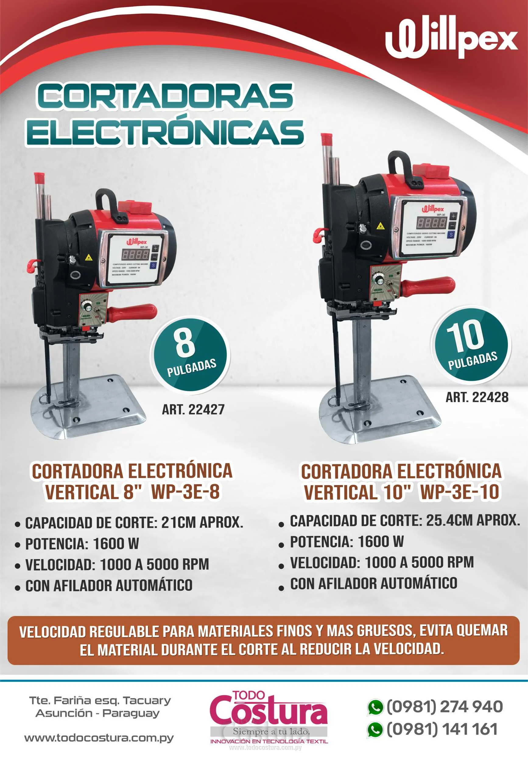 CORTADORA VERTICAL (ELECTRONICA - 10 PULG.) WILLPEX WP-3E-10