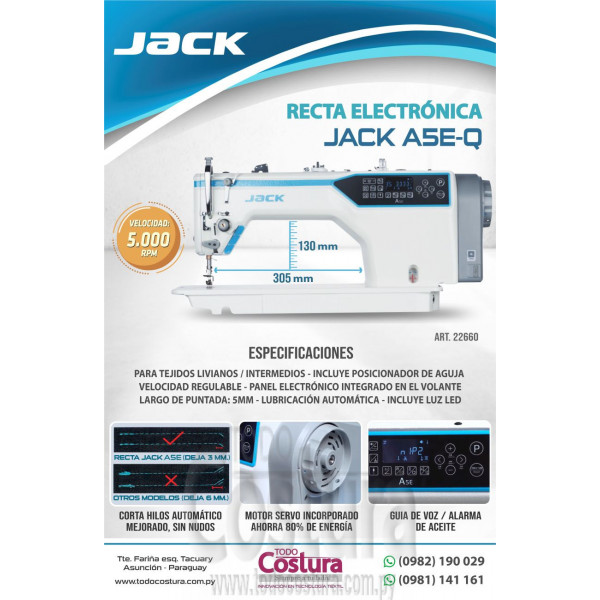 RECTA (ELECTRONICA ; LIVIANA) JACK A5E-Q (MOTOR INCORPORADO)