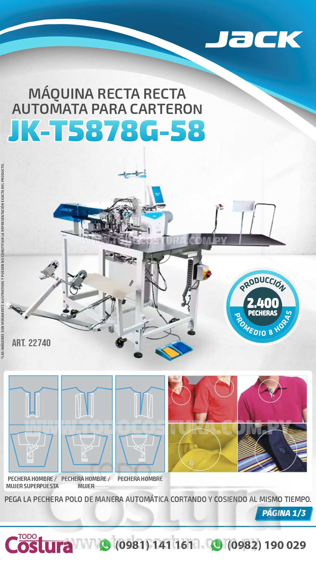 MAQ. RECTA AUTOMATA PARA CARTERON POLO JACK JK-T5878G-58