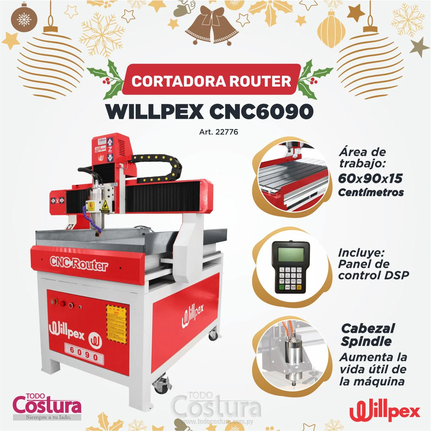MAQUINA GRABADORA ROUTER CNC (60X90 CM) WILLPEX CNC6090 (INCLUYE PANEL DSP)