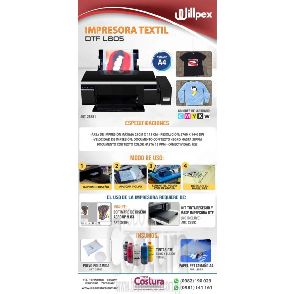 IMPRESORA DTF (A4) EPSON L805 - 6 COLORES