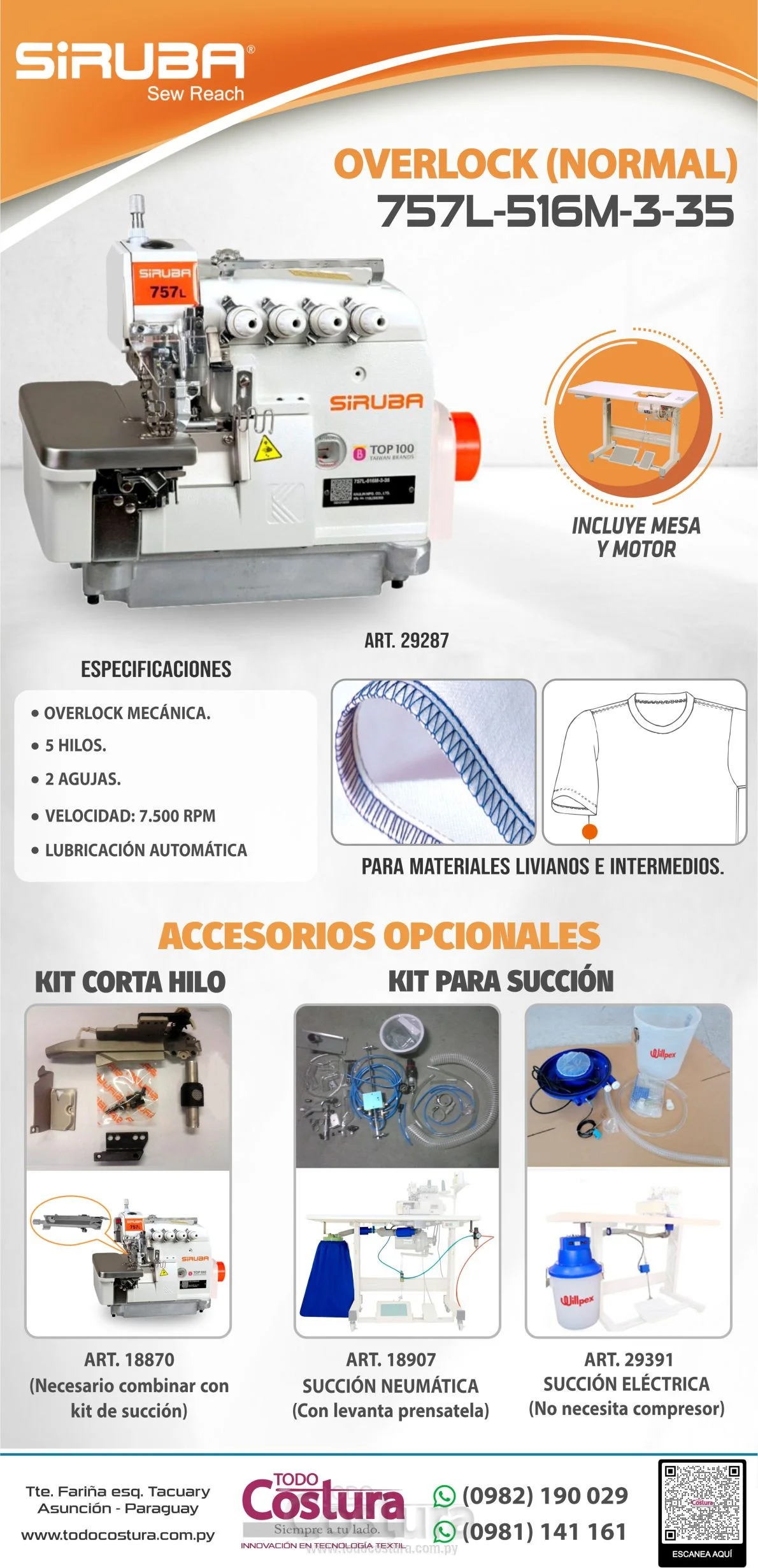 OVERLOCK (MECANICA - NORMAL) SIRUBA 757L-516M-3-35