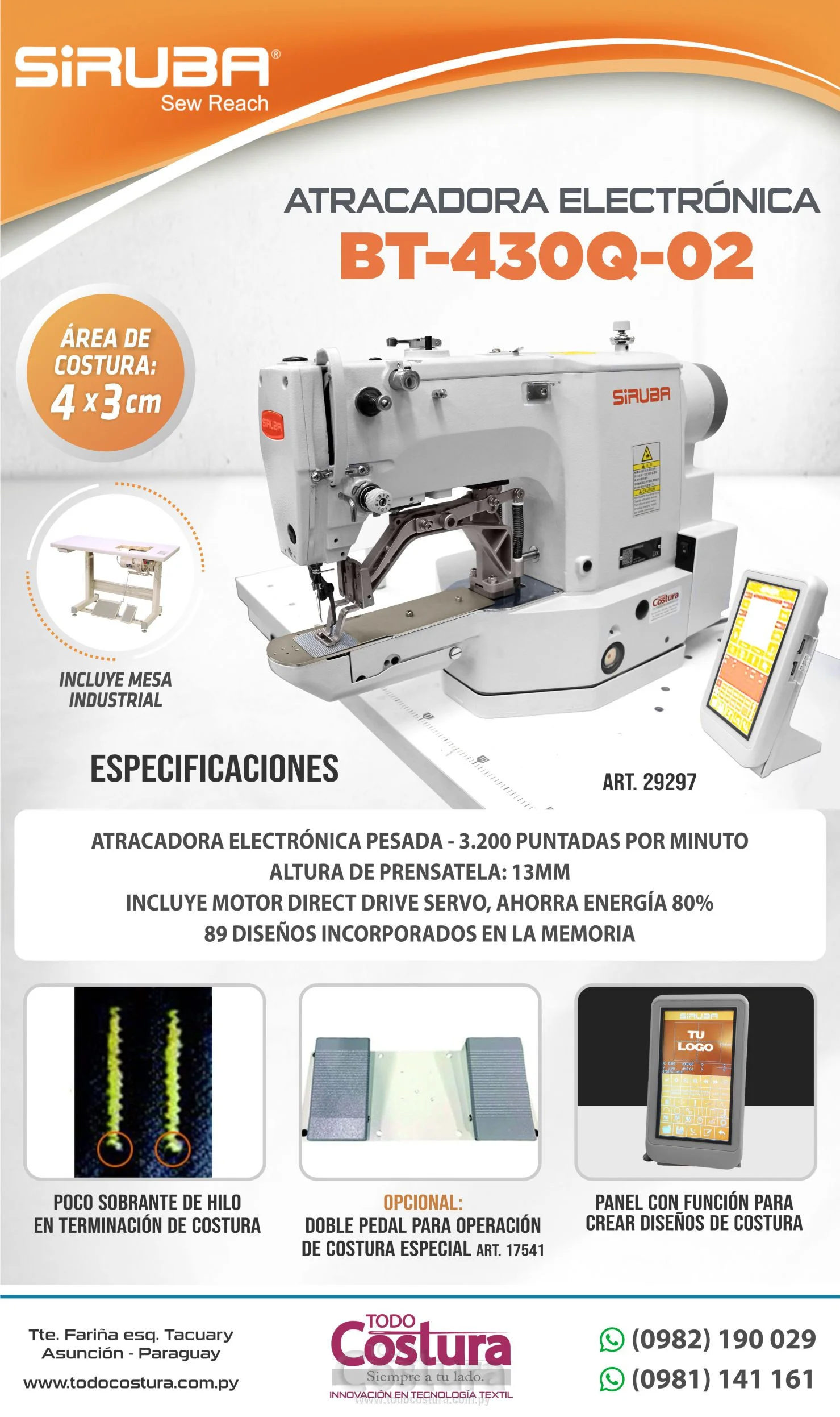 ATRACADORA (ELECTRONICA - PESADA) SIRUBA BT430Q-02