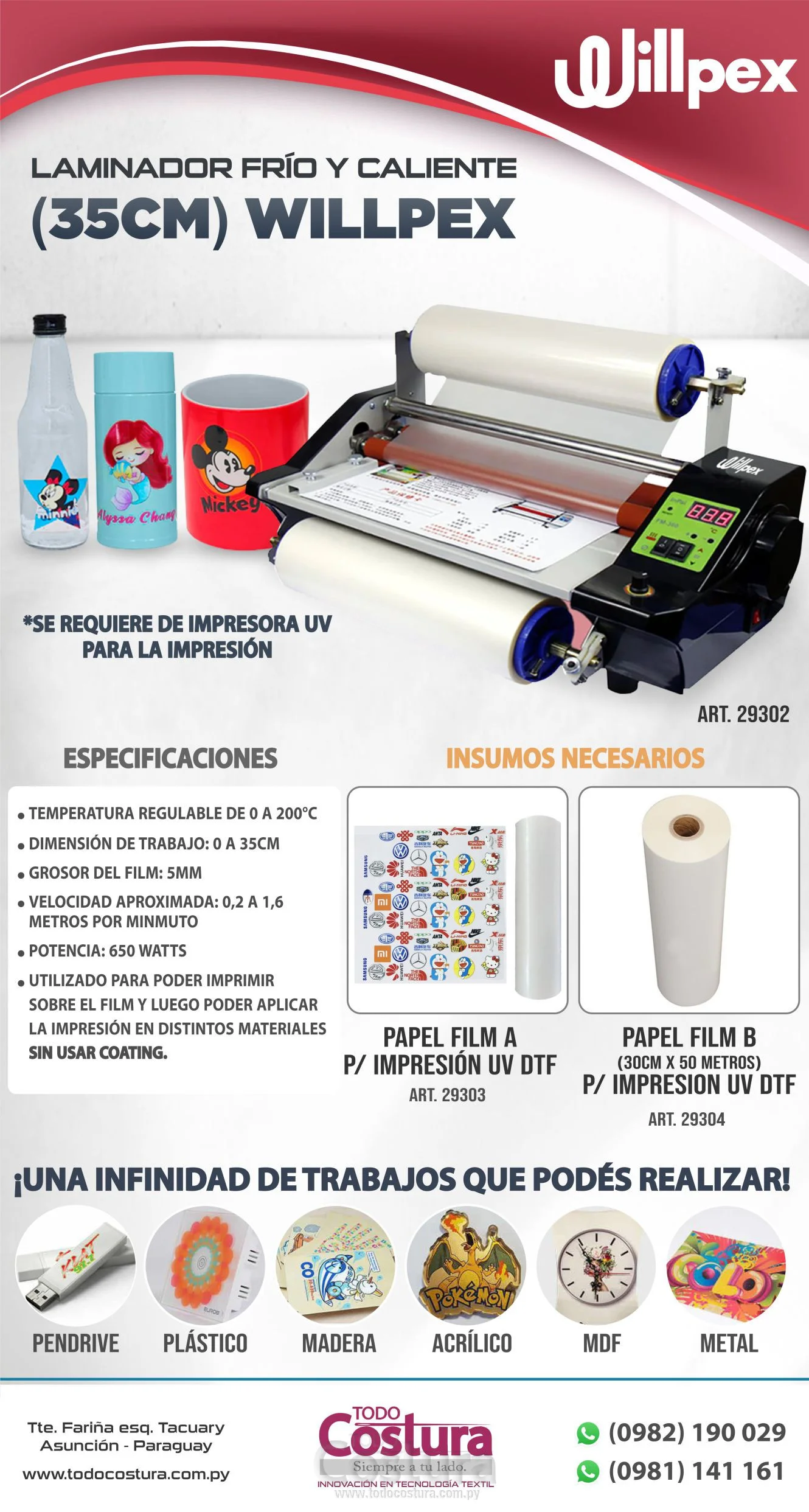 LAMINADOR FRIO Y CALIENTE (35CM) WILLPEX