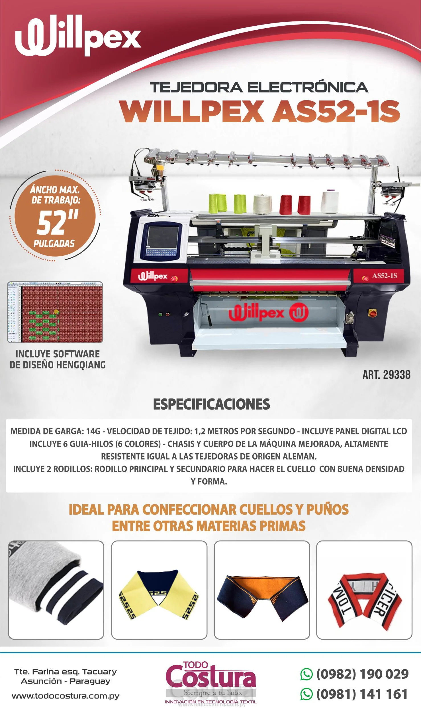 TEJEDORA ELECTRONICA (GARGA 14 - 130 CM) WILLPEX AS52-1S