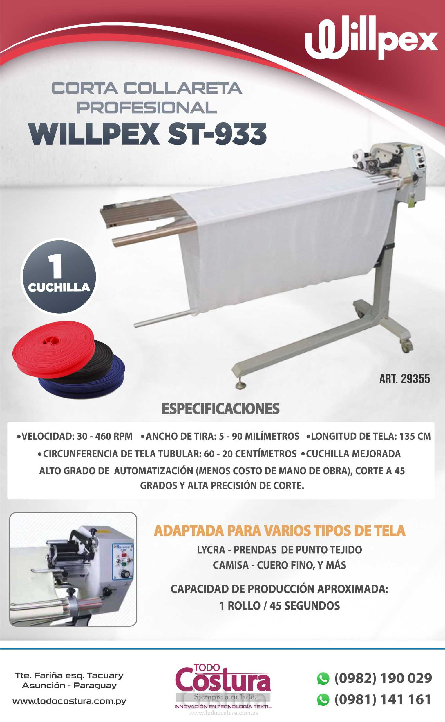 CORTA COLLARETA AUTOMATICA (1 CUCHILLA) WILLPEX ST-933