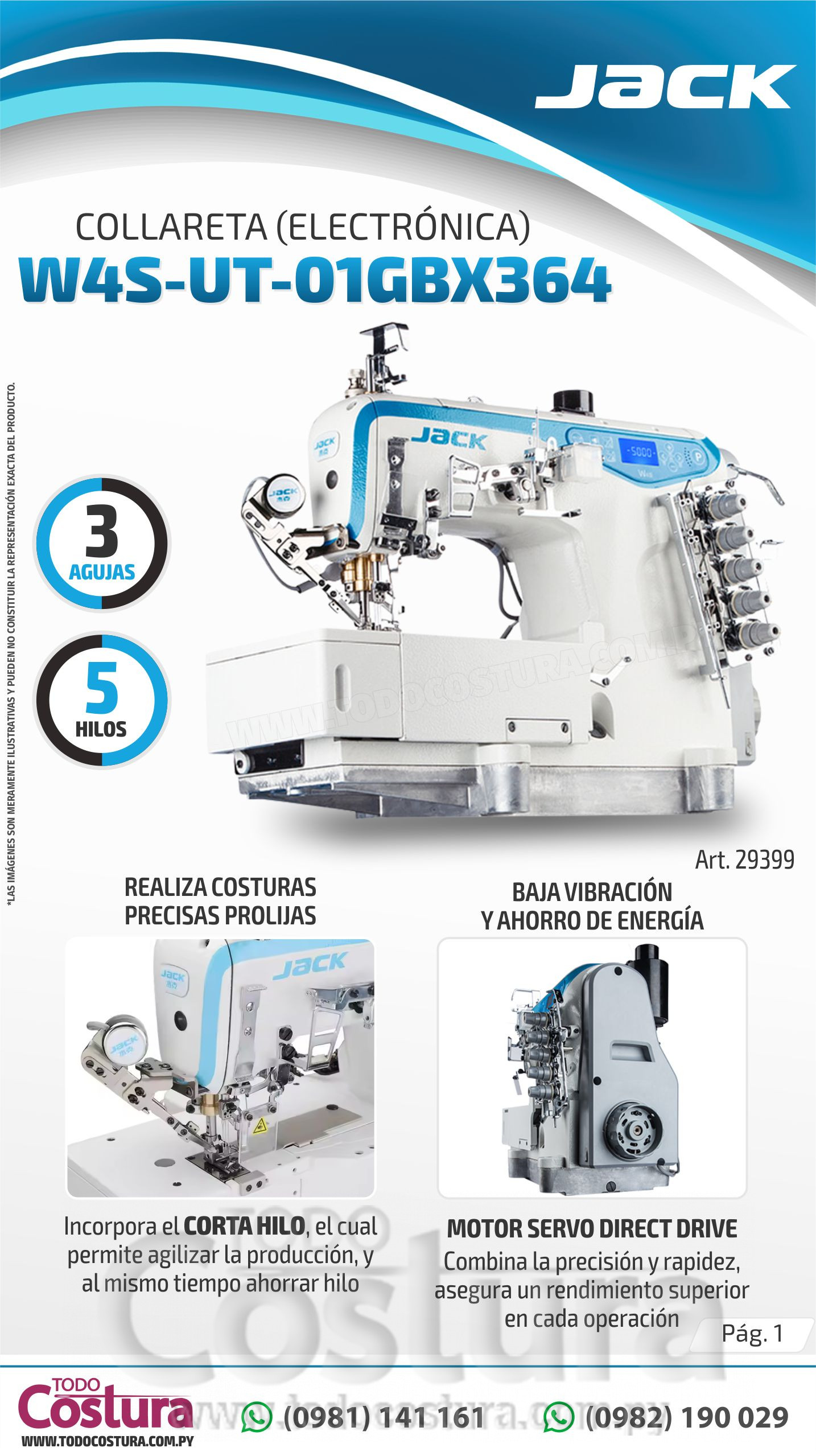 COLLARETA (ELECTRONICA - NORMAL) JACK W4S-UT-01GBX364 (MOTOR INCORPORADO)