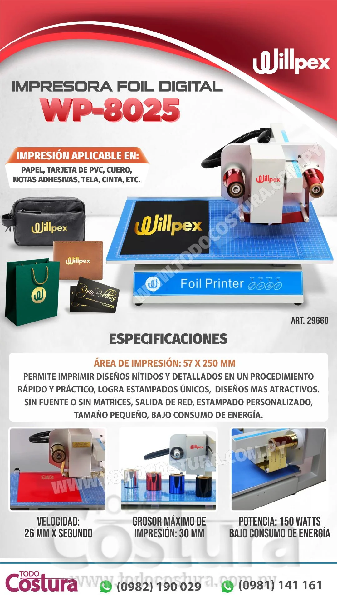 IMPRESORA FOIL DIGITAL WILLPEX WP-8025