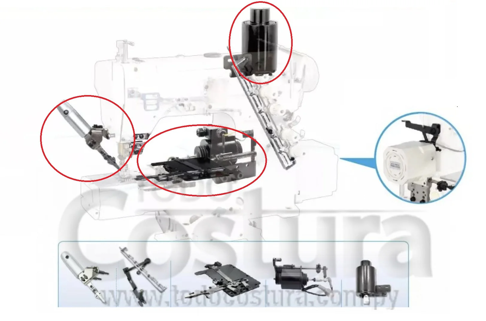 KIT (CORTAHILO - LEV. DE PRENSATELA) P/ COLLARETA CILINDRICA SIRUBA C007K (CON MOTOR DIRECT DRIVE)