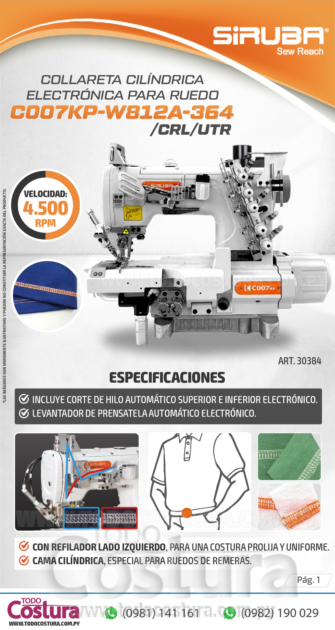 COLLARETA (CILIN -  ELECT. - P/ RUEDO) SIRUBA C007KP-W812A-364/CRL/UTR