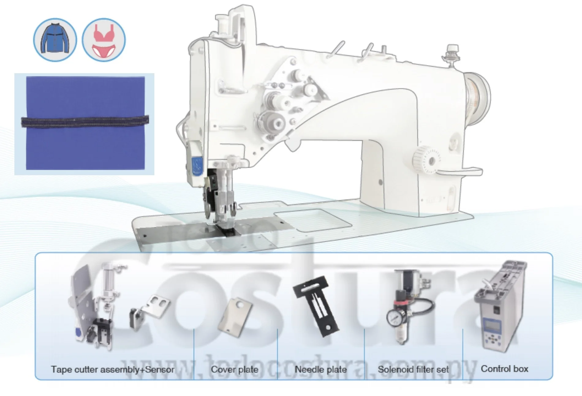 GUILLOTINA CORTA HILO (NEUMATICO) P/ DOBLE AGUJA SIRUBA T828 (CON MOTOR DIRECT DRIVE)