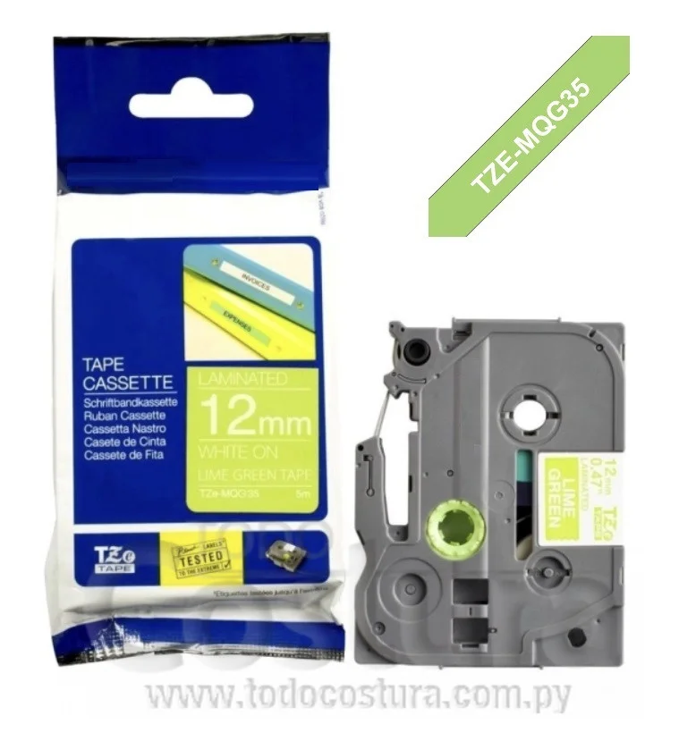 ETIQUETA LAMINADO (VERDE/BLANCO - ANCHO: 12MM - 8 METROS) ETIQUETADORA WILLPEX WP3200