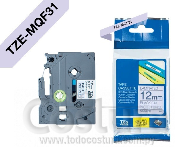 ETIQUETA LAMINADO (LILA/NEGRO - ANCHO: 12MM - 8 METROS) ETIQUETADORA WILLPEX WP3200