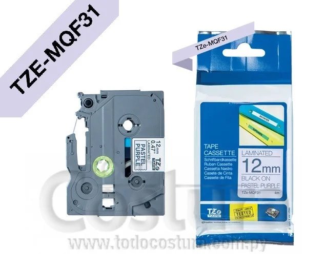 ETIQUETA LAMINADO (LILA/NEGRO - ANCHO: 12MM - 8 METROS) ETIQUETADORA WILLPEX WP3200