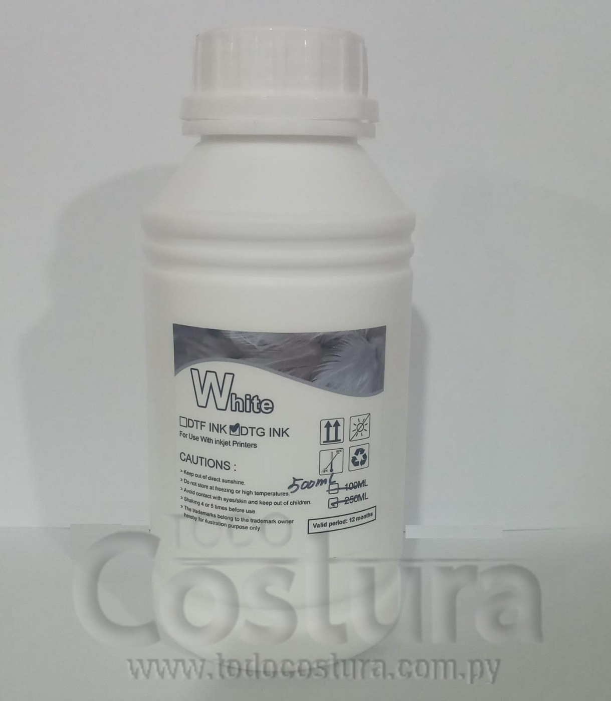 TINTA (BLANCO - 500ML ) PARA IMPRESORA TEXTIL DTG