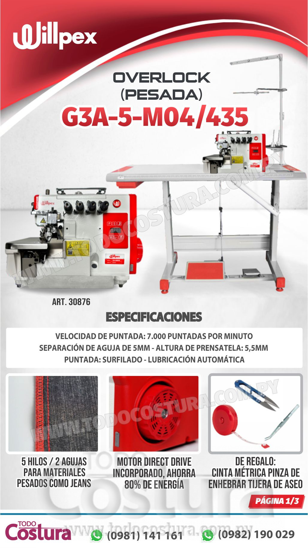 OVERLOCK (PESADA) WILLPEX G3A-5-M04/435 (MOTOR INCORPORADO)