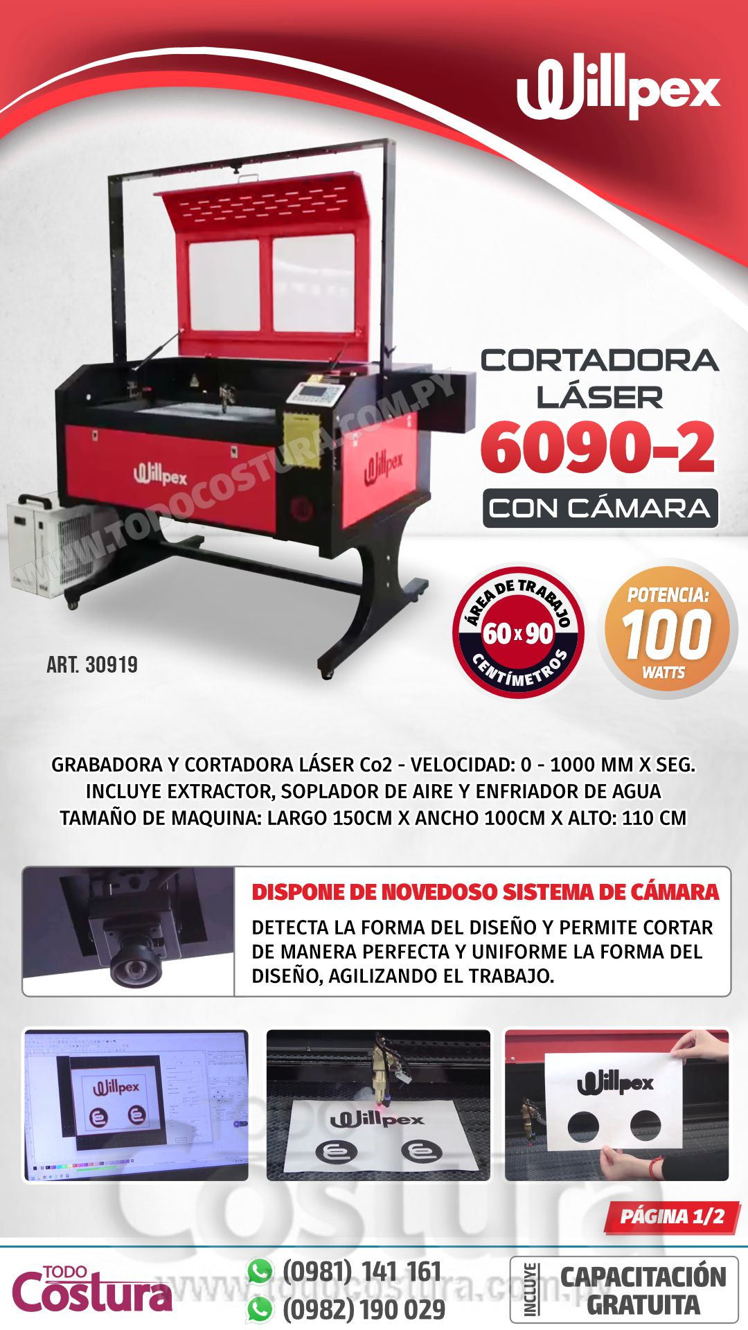 GRABADORA LASER (60X90CM - 100W) WILLPEX 6090-2