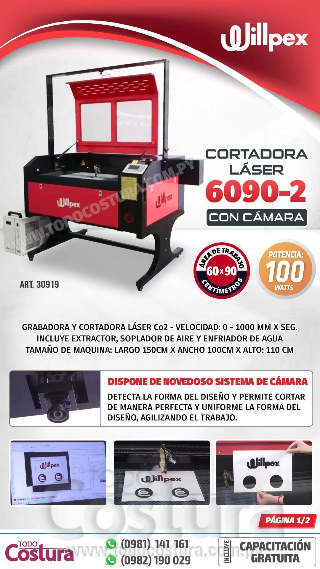 GRABADORA LASER (60X90CM - 100W) WILLPEX 6090-2