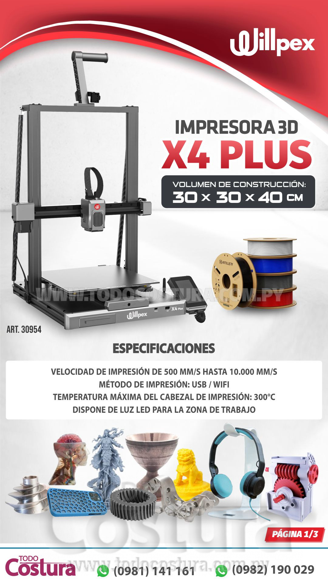 IMPRESORA 3D (30 X 30 X 40 CM) WILLPEX ARTILLERY X4 PLUS