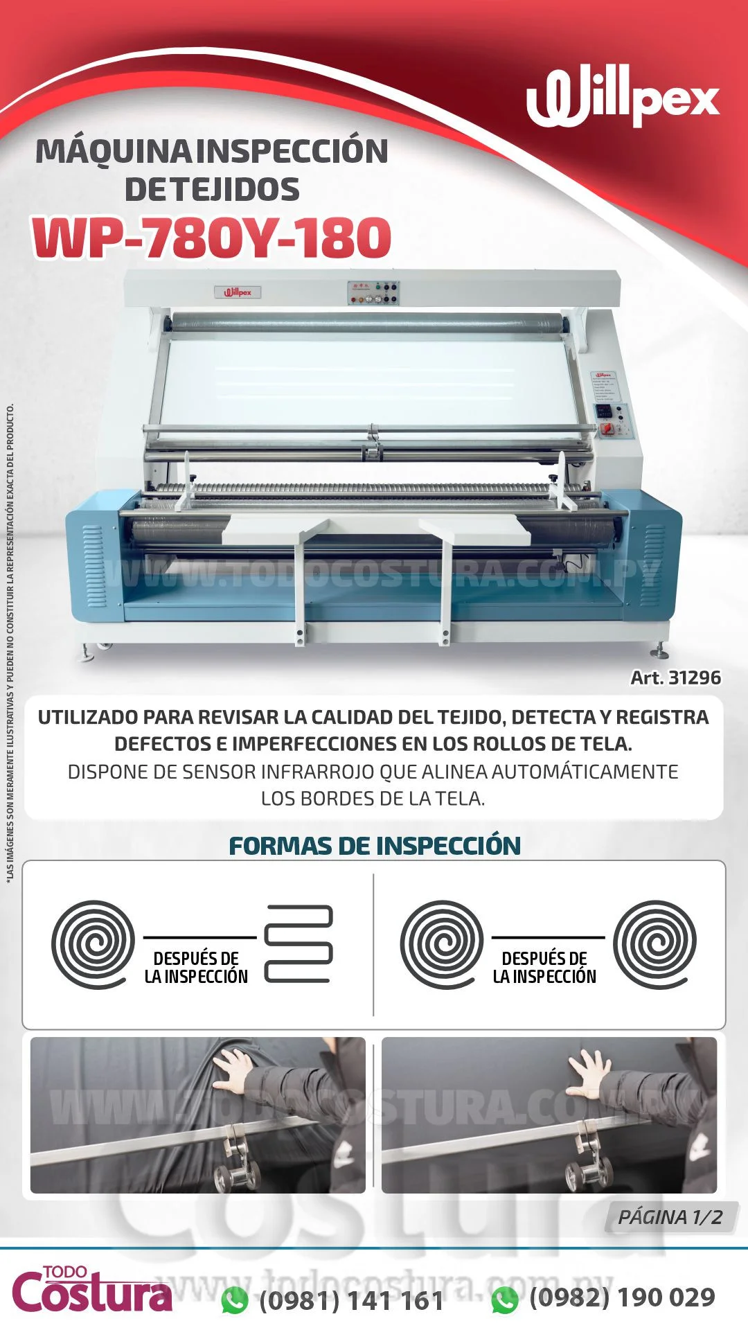 MAQUINA INSPECCION DE TEJIDOS WILLPEX WP-780Y-180