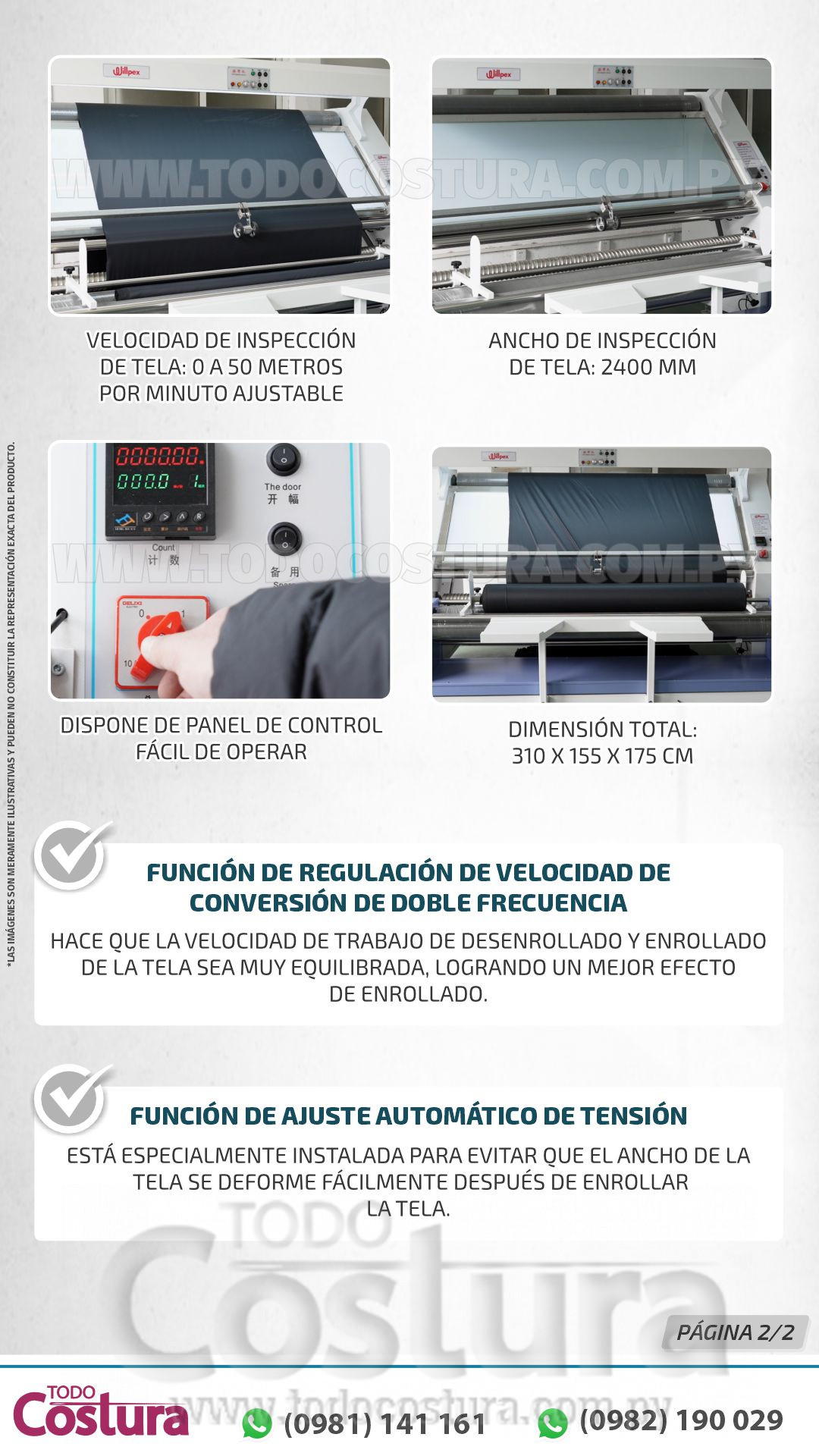 MAQUINA INSPECCION DE TEJIDOS WILLPEX WP-780Y-180